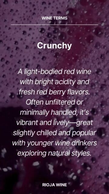 Asking for a crunchy Rioja red will impress your palate, and your friends. 

Get to know more natural styles in the free Rioja Wine Academy, found at our link in bio.
