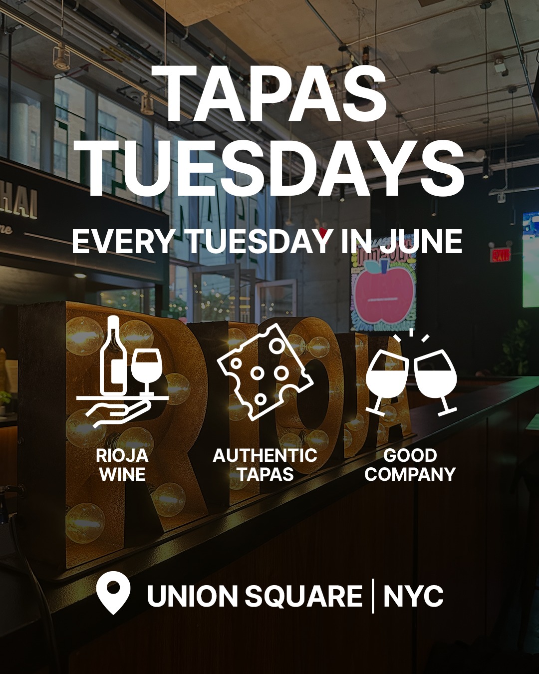Join us for Tapas Tuesdays at @timeoutmarketunionsquare and enjoy complimentary Rioja tastings at our dedicated Rioja wine bar, where curated tapas from Time Out Market chefs meet Rioja wines crafted for unforgettable moments. Discover the vibrant culture, diversity, and flavors that make Rioja Spain’s Finest Wine Region.