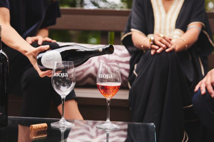 Someone pours sparkling Rioja