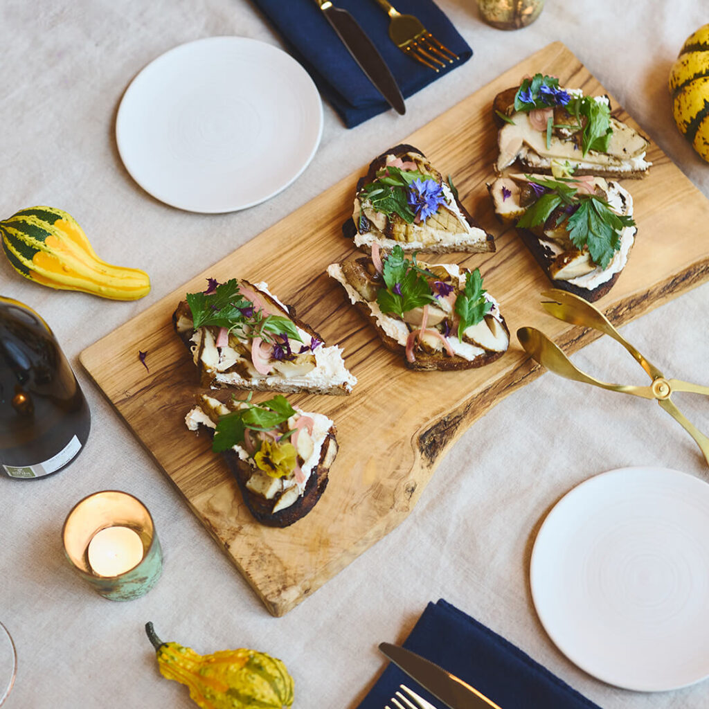 Sourdough Toast with Stracciatella, Pickled Shallot & Grilled Porcini - shop rioja