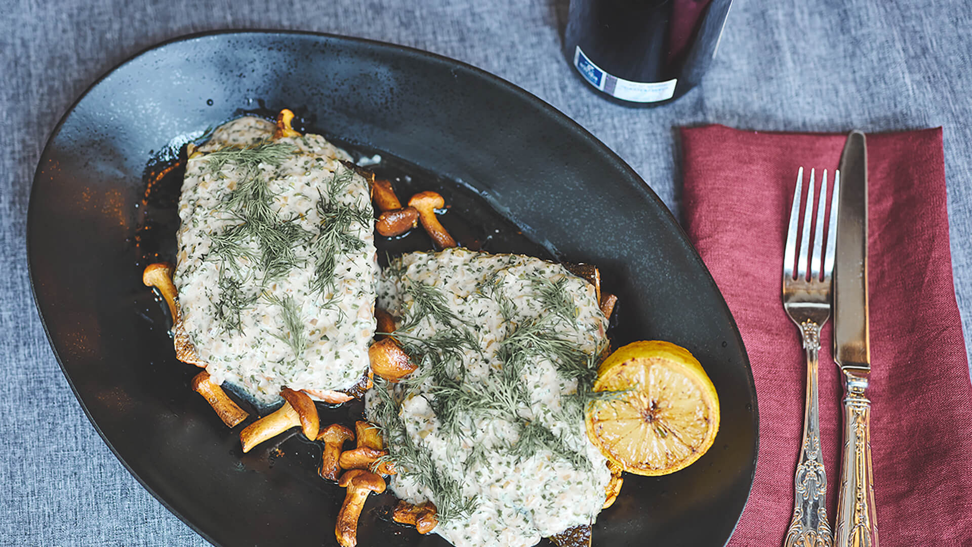 King Salmon with Sour Cream Chive Sauce