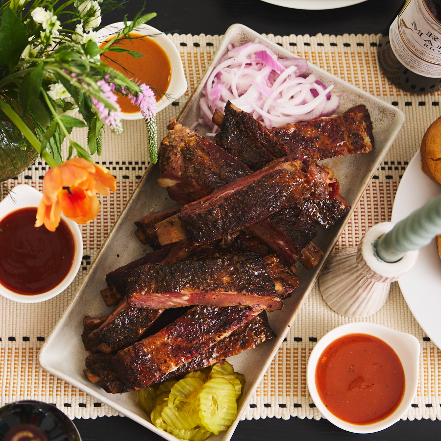 Platter of BBQ ribs